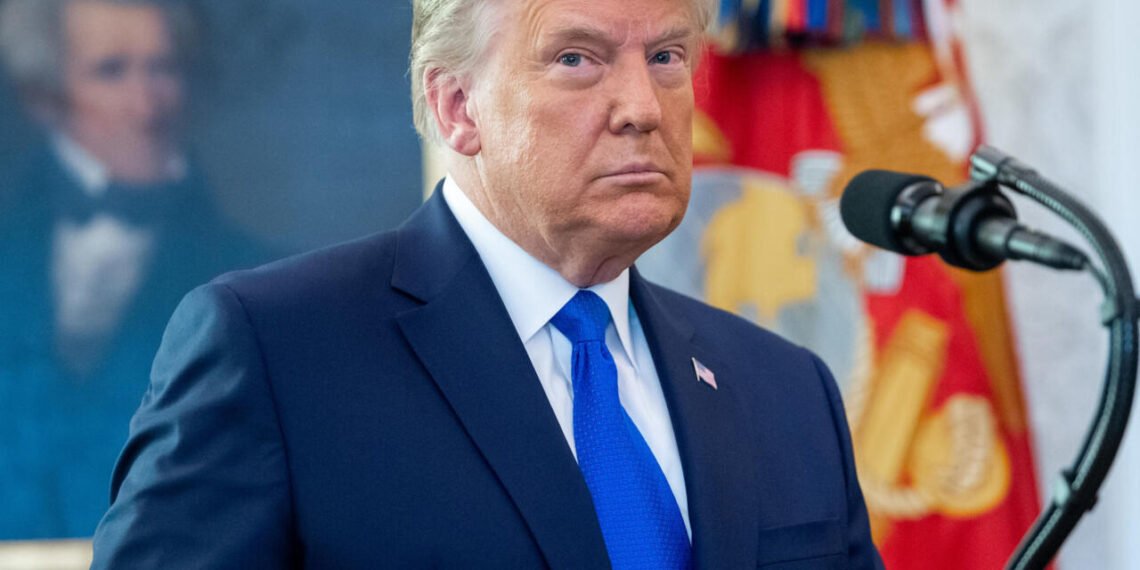 US President Donald Trump speaks during a ceremony presenting the Presidential Medal of Freedom to wrestler Dan Gable in the Oval Office of the White House in Washington, DC on December 7, 2020.